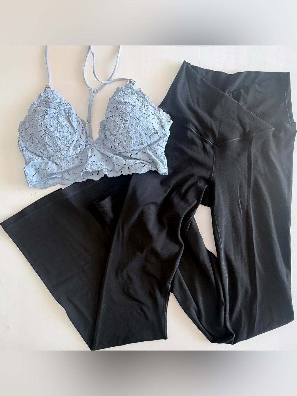 Aerie Offline bundle Lace Bralette + Super flare black leggings set Size Small
